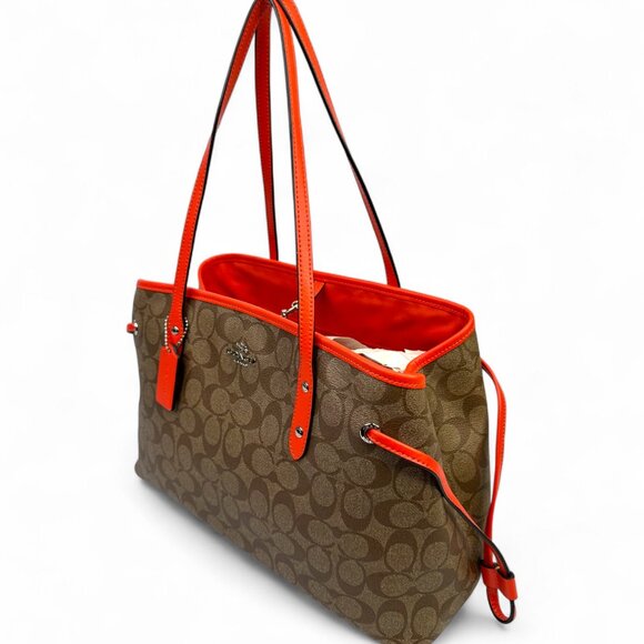 Coach Signature Coated Canvas Drawstring Carryall Bag - Picture 9 of 16